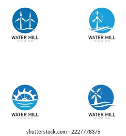 Water mill logo vector icon concept illustration design