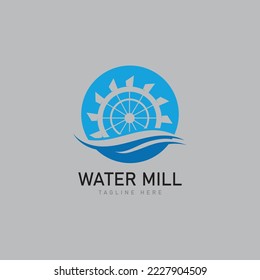 Water mill logo vector icon concept illustration design