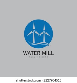 Diseño de la ilustración del icono del vector del logotipo del molino de agua