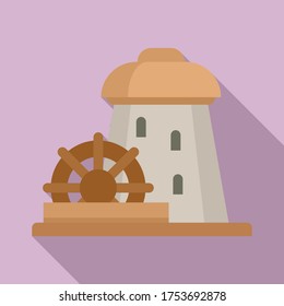 Icono de la torre del molino de agua. Ilustración plana del icono vector de torre de molino de agua para diseño web