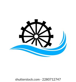 Water mill vector logo  template