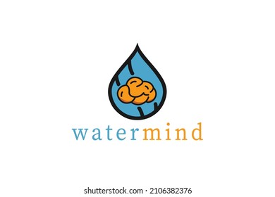 Water Mind Logo Design Template  | Illustration Water Drop Logo vector
