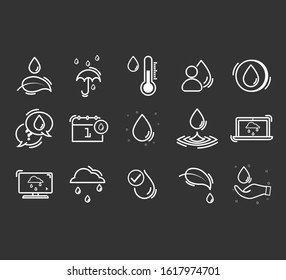 Water in modern thin line style. Simple Set of Eco Related Vector Line Icons. Simple water pictograms on a dark background. 