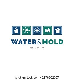 Water  Mold Restoration Icon Logo Design Inspiration