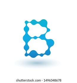 Water molecular initial Letter B Logo design, Fluid liquid Design Element with Dots and shadow. Stock vector illustration isolated on white background.