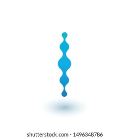 Water molecular initial Letter I Logo design, Fluid liquid Design Element with Dots and shadow. Stock vector illustration isolated on white background.