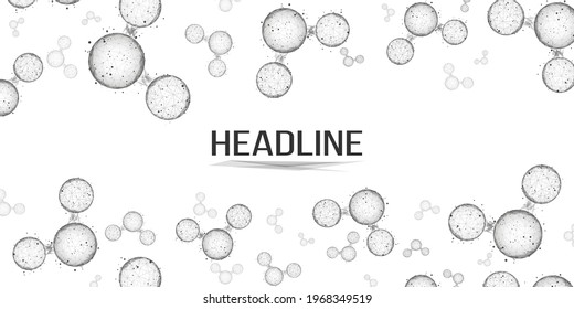 Water molecule  abstract background. Wireframe low poly style.  Science, biotechnology, chemistry,  medical concept. Isolated on white background. Vector illustration.