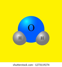 Water. A water molecule consists of one oxygen atom and two hydrogen atoms (H2O). The most necessary substance on Earth for all living things. 
Vector graphics.