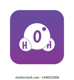 Water molecule icon digital purple for any design isolated on white vector illustration