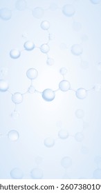 Water molecule. Molecule inside liquid bubble. Transparent liquid collagen or essence bubbles. Collagen skin serum. Cosmetic skincare product