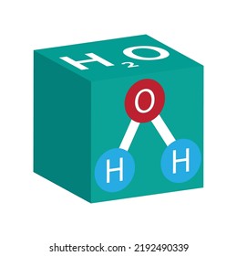 Water Molecule Structure And Formula Mapped On A 3d Rectangle