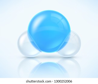 Water molecule vector illustration isolated on light blue background