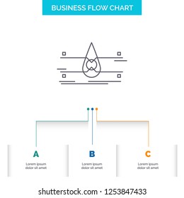 water, Monitoring, Clean, Safety, smart city Business Flow Chart Design with 3 Steps. Line Icon For Presentation Background Template Place for text