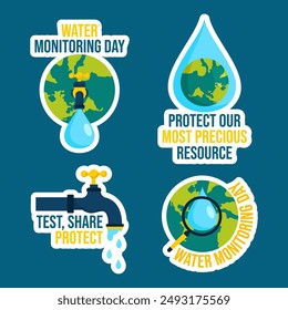 Water Monitoring Day Label Flat Cartoon Hand Drawn Templates Background Illustration