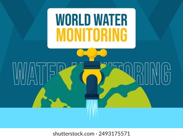 Water Monitoring Day Social Media Background Flat Cartoon Hand Drawn Templates Illustration