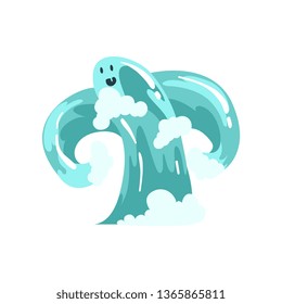 Water Monster Cartoon Character, Fantasy Elemental Creature Vector Illustration