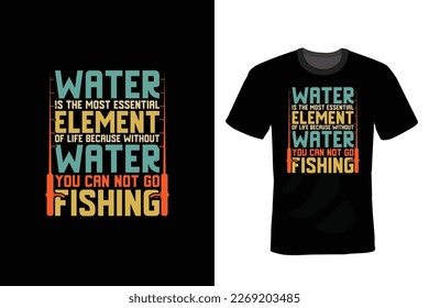 Diseño de camisetas de pesca, vintage, tipografía
