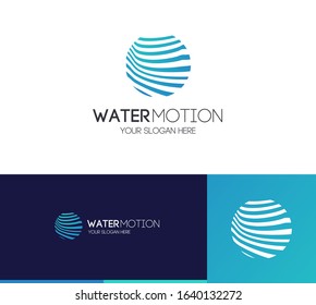 Water motion logo modern style for plumbing service, motion wave sign, aqua fresh emblem, ecological company, medical center, chemical firm, food shop, poster, cover, banner, placard. 10 eps