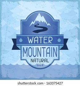 Water mountain background in retro style.