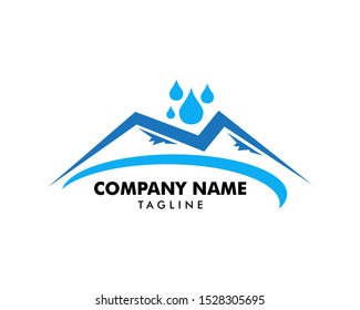 Water Mountain Logo Design Template Element