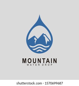 Water Mountain Logo Design Template Element, Creative mountain pure drink logo template