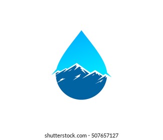 Water Mountain Logo Design Template Element