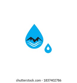 Símbolo del icono del diseño del logotipo de la montaña de agua