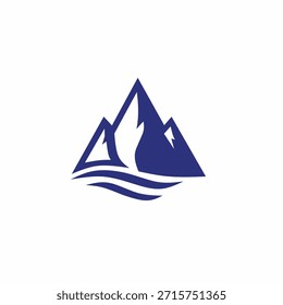 Logo de Vector de silueta de agua y montaña 
