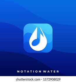 Water Music Icon Application Illustration Vector Template. Suitable for Creative Industry, Multimedia, entertainment, Educations, Shop, and any related business