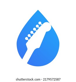 Water Music Logo. Music Logo Concept with Water Concept Vector Template