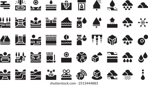 Agua en los iconos de la naturaleza Iconos de vectores de alta calidad Colección con trazo editable. Ideal para Profesional y Proyectos Creativos.