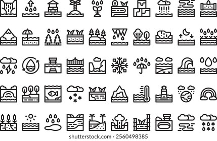 Water in nature icons High-Quality Vector Icons Collection with Editable Stroke. Ideal for Professional and Creative Projects.