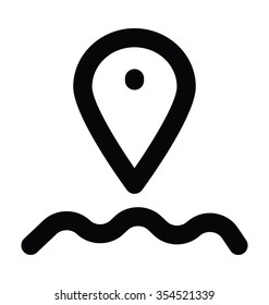 
Water Navigation Bold Line Icon
