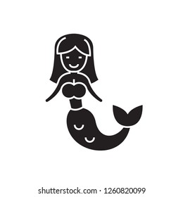 Water nymph black vector concept icon. Water nymph flat illustration, sign