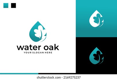 Water Oak Modern Negative Space Logo Design