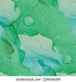 Water Ocean Background. Sea Gradient Background. Green Watercolor Abstract Canvas. Water Elegant Pattern. Soft Seamless Background. Sea Subtle Vector Template. Green Ink Paint. Blue Seamless Ocean.