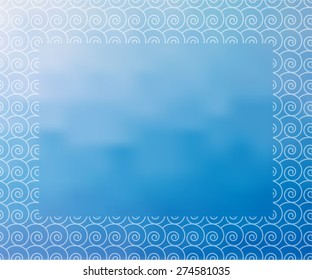 Water (ocean, sea, lake) background with white waves border