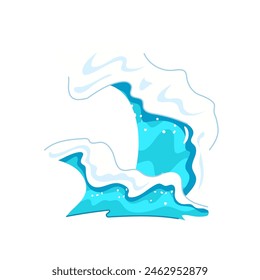 water ocean waves cartoon. blue splash, surf abstract, light nature water ocean waves sign. isolated symbol vector illustration