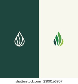 Water or Oil Drop Form by Leaf Arrangement Logo Concept