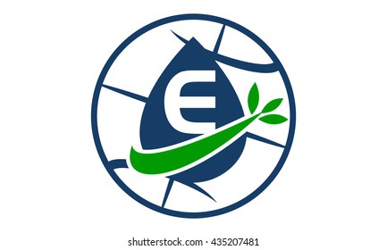 Water Oil Leaf World Letter E