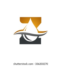 Water, oil liquid drop logo, Letter Z