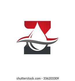 Water, oil liquid drop logo, Letter Z