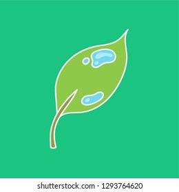 water on leaves vector. hand drawn icon. nature plant illustration. editable stroke