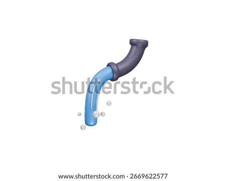 water out of pipe icon 3d illustration render