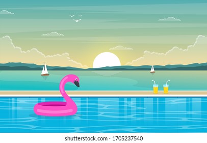 Water Outdoor Swimming Pool Hotel Nature Relax View Illustration