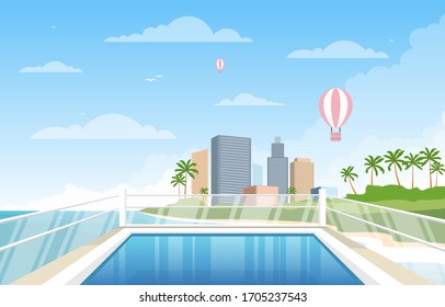 Water Outdoor Swimming Pool Hotel City Relax View Illustration