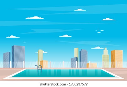 Water Outdoor Swimming Pool Hotel City Relax View Illustration