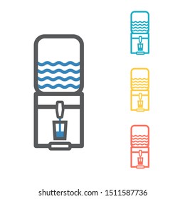 The water package with pump line icon. Vector signs for web graphics.