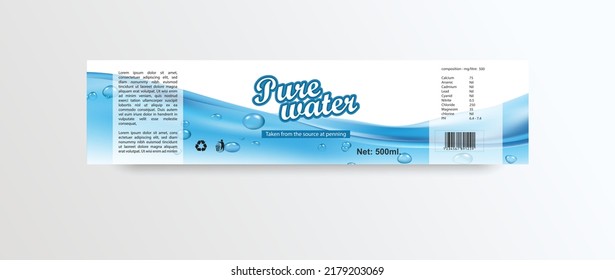 water packaging label.100% Vector design template.