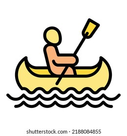 Water paddle icon outline vector. Canoe boat. Action raft